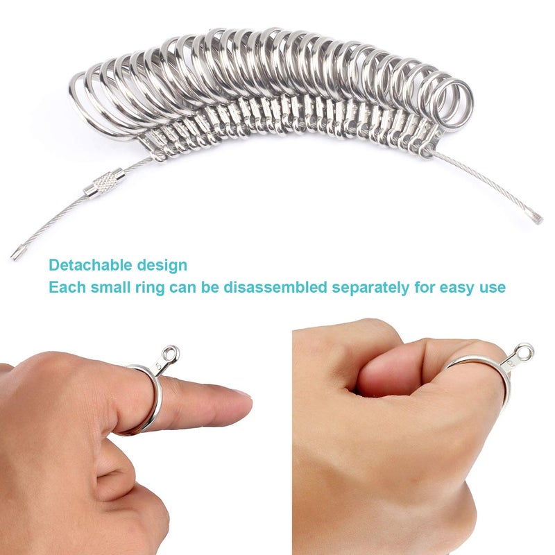 CDBOVID Professional Men's and Women's Ring Sizing Toolkit - Plastic/Metal Tool for Measuring Finger Size at Home with Sizing Chart, Adjustable Looseness (Ideal Gift, Easy Instructions) - Image 3